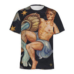 Watercolor Aquarius Zodiac Sign Print Men's Sports T-Shirt