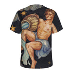 Watercolor Aquarius Zodiac Sign Print Men's Sports T-Shirt