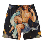 Watercolor Aquarius Zodiac Sign Print Men's Swim Trunks