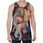 Watercolor Aquarius Zodiac Sign Print Men's Velvet Tank Top
