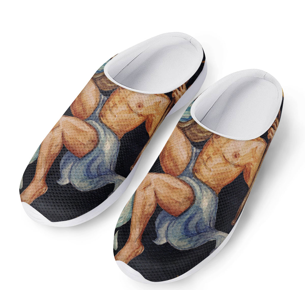 Watercolor Aquarius Zodiac Sign Print Mesh Casual Shoes