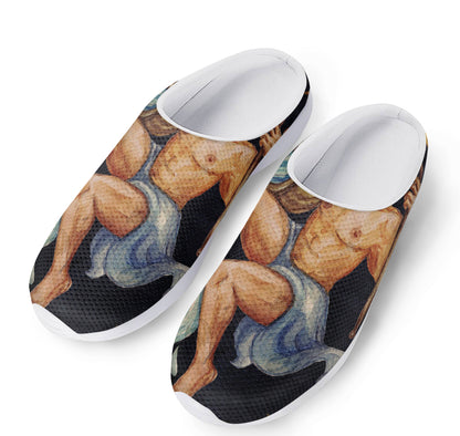 Watercolor Aquarius Zodiac Sign Print Mesh Casual Shoes