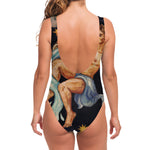 Watercolor Aquarius Zodiac Sign Print One Piece Swimsuit