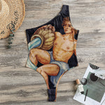 Watercolor Aquarius Zodiac Sign Print One Shoulder Bodysuit