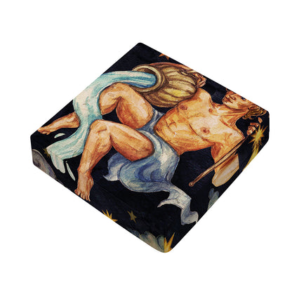 Watercolor Aquarius Zodiac Sign Print Outdoor Seat Cushion Cover