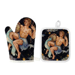 Watercolor Aquarius Zodiac Sign Print Oven Mitt And Pot Holder Set