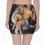 Watercolor Aquarius Zodiac Sign Print Pencil Mini Skirt