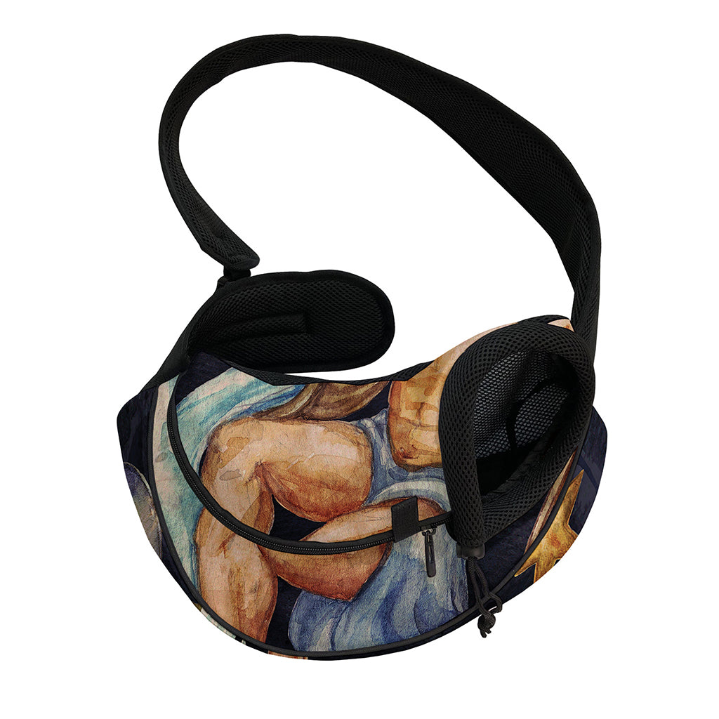 Watercolor Aquarius Zodiac Sign Print Pet Sling Carrier