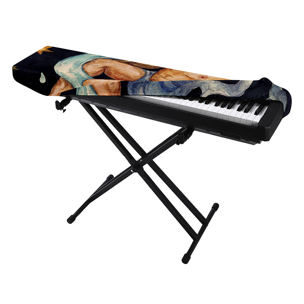 Watercolor Aquarius Zodiac Sign Print Piano Keyboard Cover