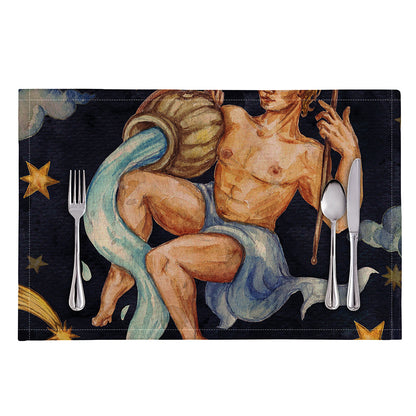 Watercolor Aquarius Zodiac Sign Print Placemat