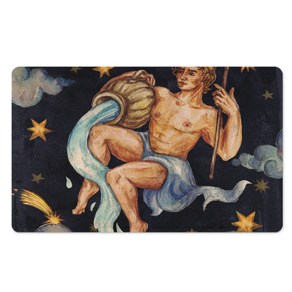 Watercolor Aquarius Zodiac Sign Print Polyester Doormat
