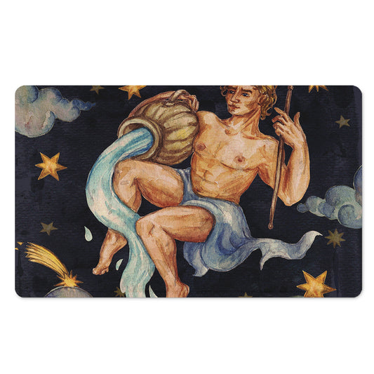 Watercolor Aquarius Zodiac Sign Print Polyester Doormat