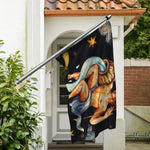 Watercolor Aquarius Zodiac Sign Print Polyester Flag