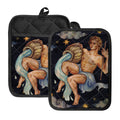 Watercolor Aquarius Zodiac Sign Print Pot Holders With Pocket