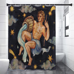 Watercolor Aquarius Zodiac Sign Print Premium Shower Curtain