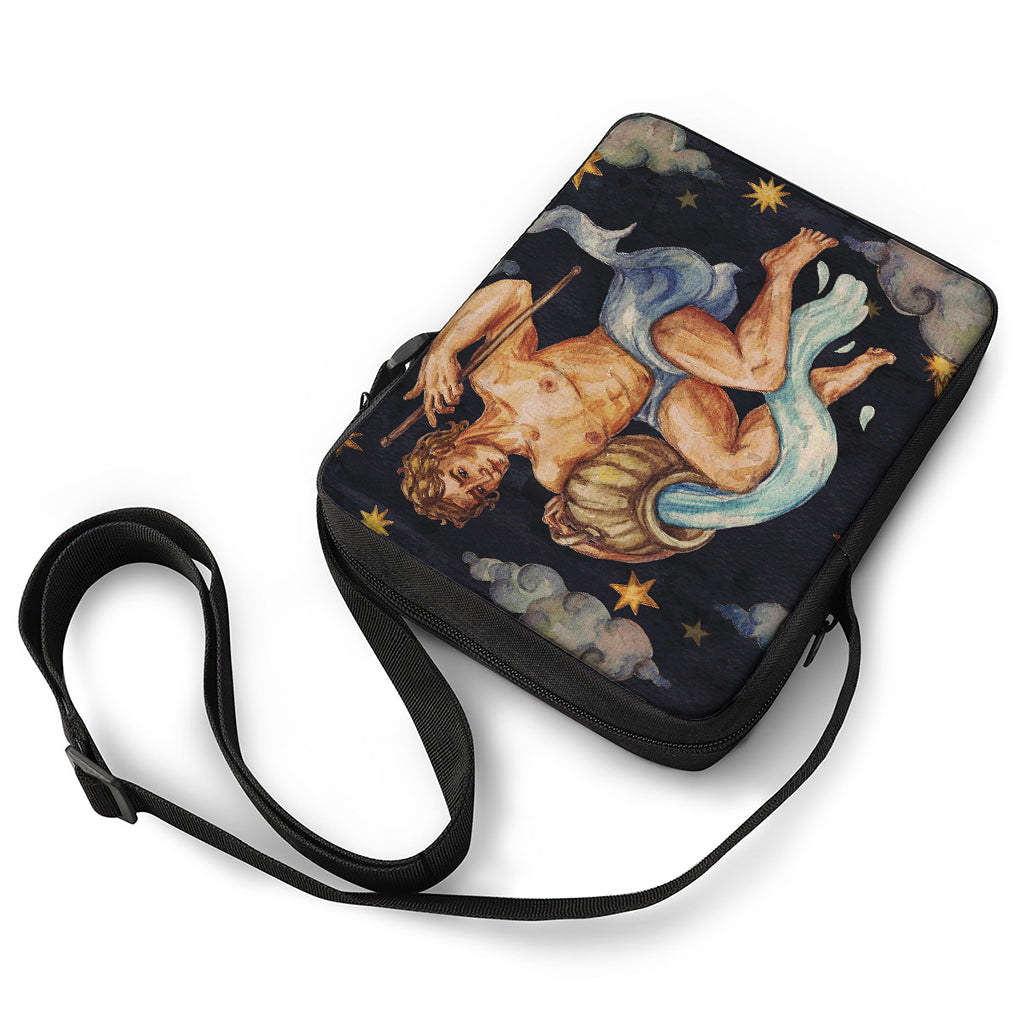 Watercolor Aquarius Zodiac Sign Print Rectangular Crossbody Bag