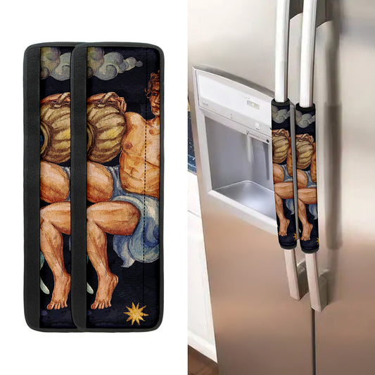 Watercolor Aquarius Zodiac Sign Print Refrigerator Handle Covers