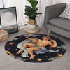 Watercolor Aquarius Zodiac Sign Print Round Rug