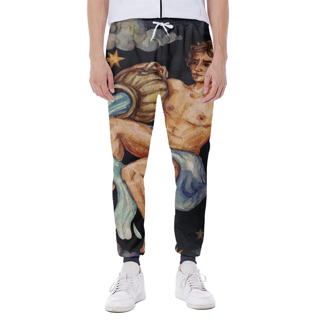 Watercolor Aquarius Zodiac Sign Print Scuba Joggers