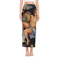 Watercolor Aquarius Zodiac Sign Print Side Slit Maxi Skirt