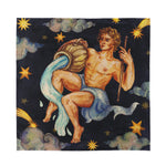 Watercolor Aquarius Zodiac Sign Print Silk Bandana