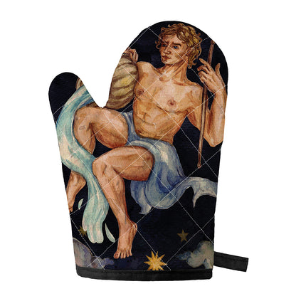 Watercolor Aquarius Zodiac Sign Print Single Oven Mitt