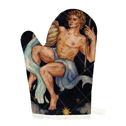 Watercolor Aquarius Zodiac Sign Print Single Oven Mitt