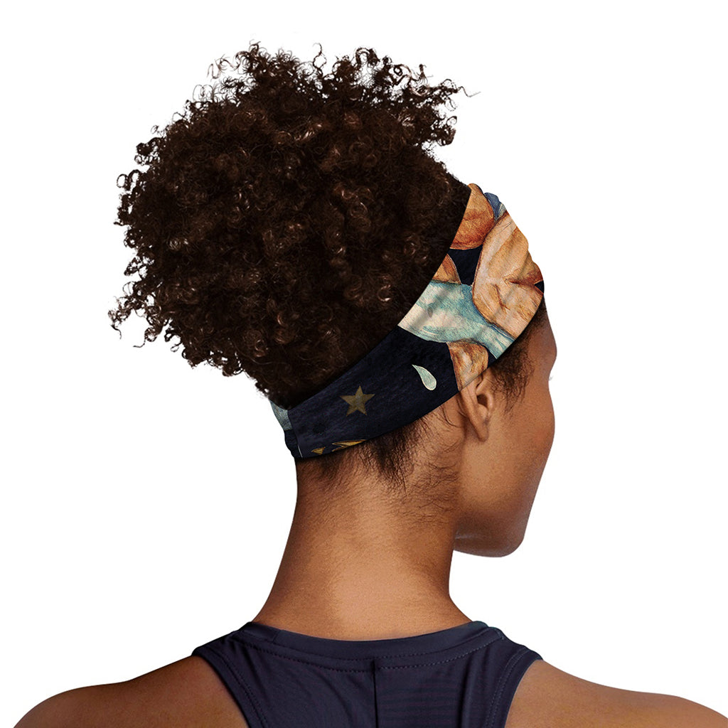 Watercolor Aquarius Zodiac Sign Print Sports Headband