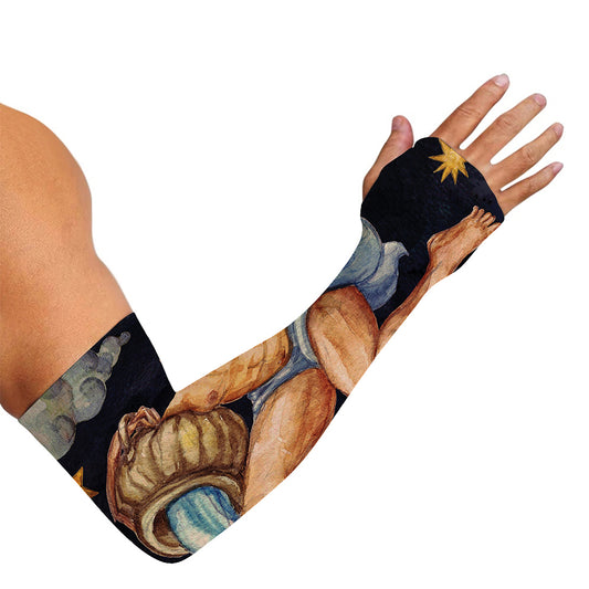 Watercolor Aquarius Zodiac Sign Print Sun Protection Arm Sleeves