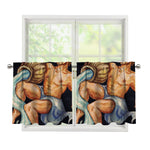 Watercolor Aquarius Zodiac Sign Print Tier Curtains