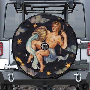 Watercolor Aquarius Zodiac Sign Print Tire Cover With Camera Hole