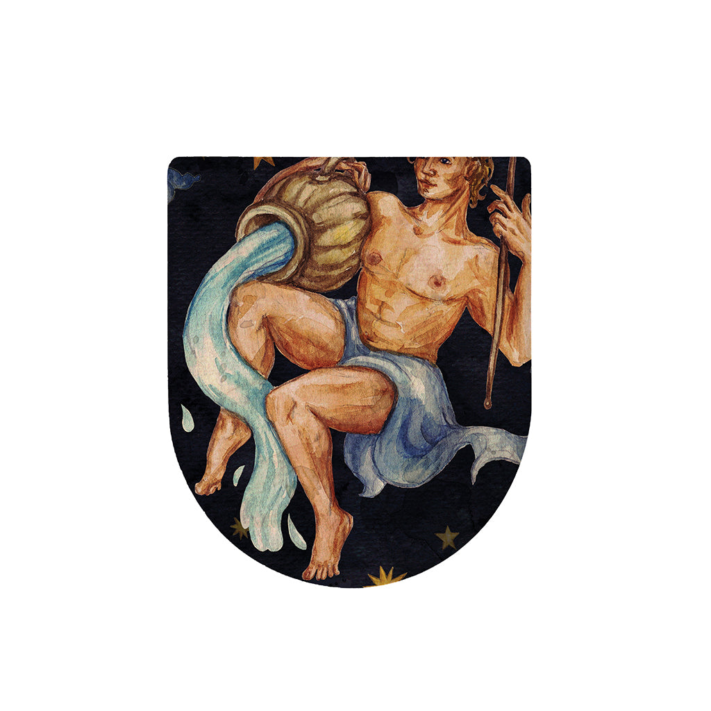 Watercolor Aquarius Zodiac Sign Print Toilet Lid Cover