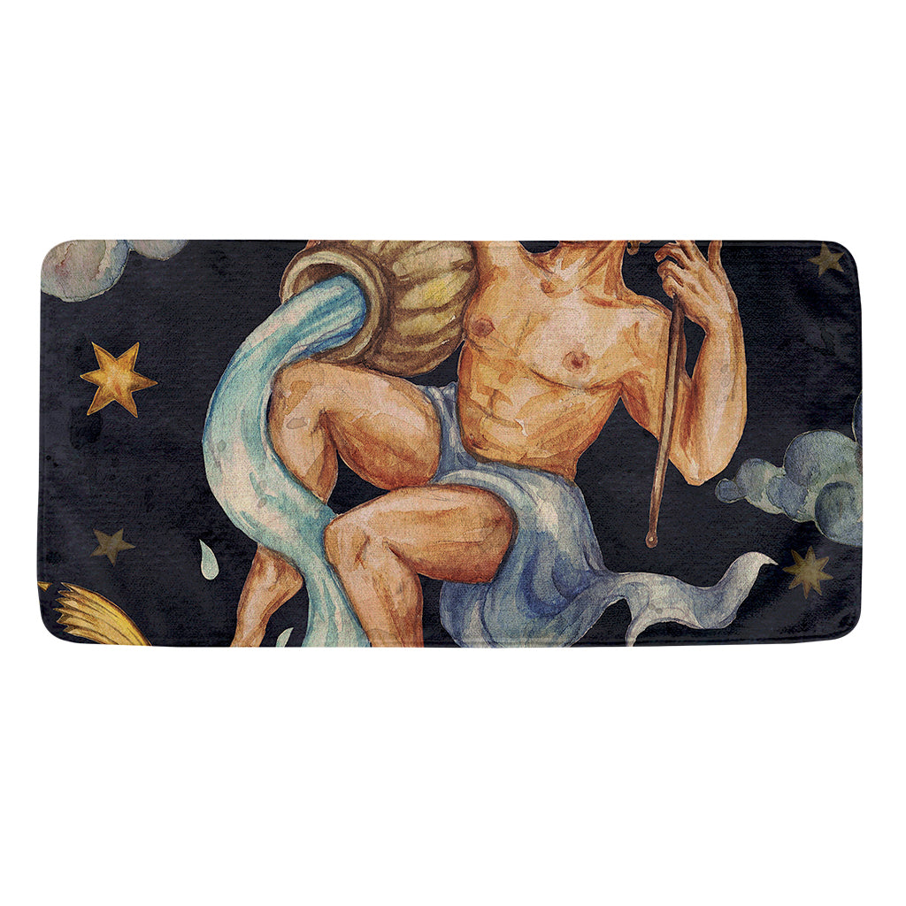 Watercolor Aquarius Zodiac Sign Print Towel