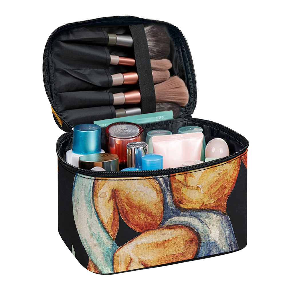 Watercolor Aquarius Zodiac Sign Print Travel Makeup Bag