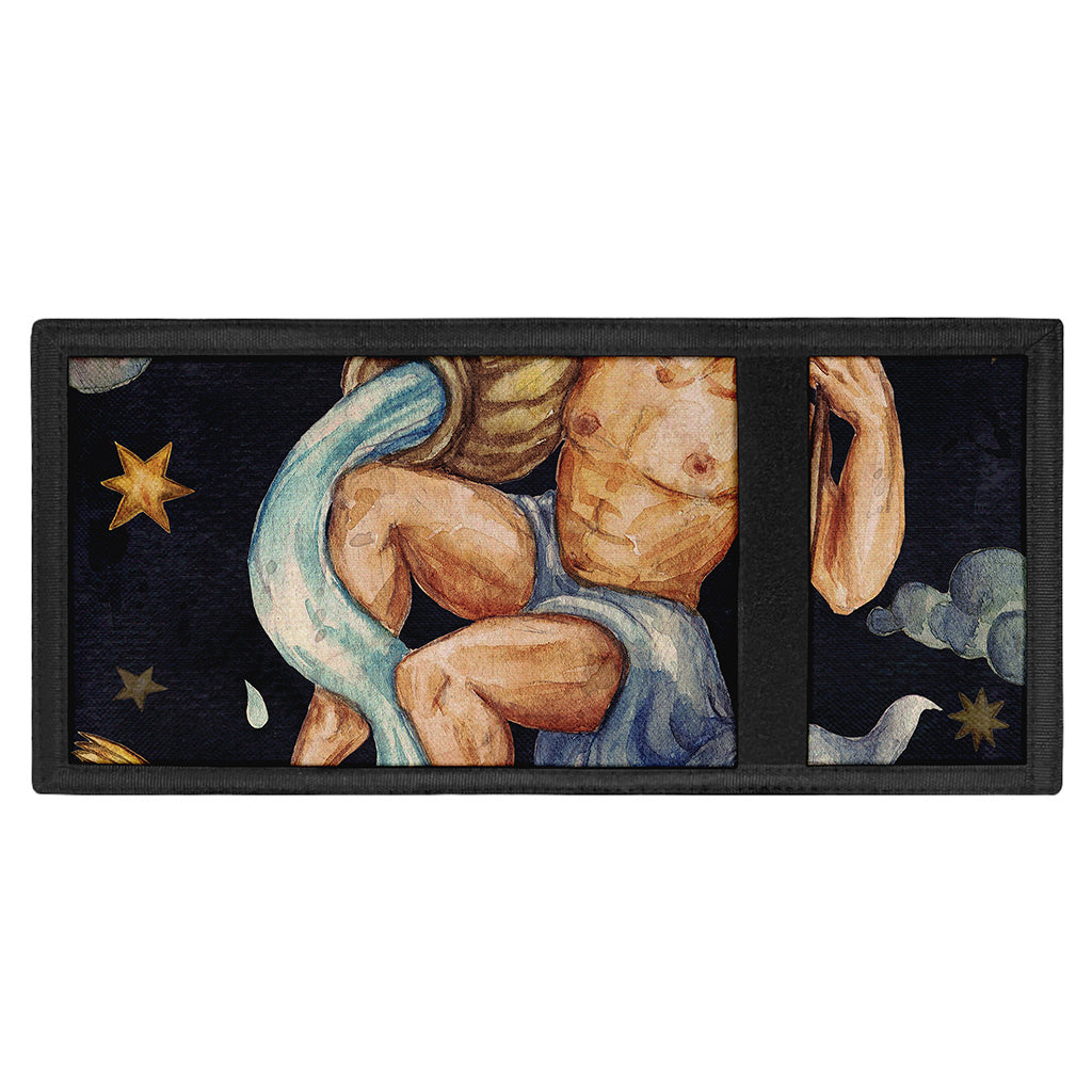 Watercolor Aquarius Zodiac Sign Print Trifold Wallet