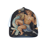 Watercolor Aquarius Zodiac Sign Print White Mesh Trucker Cap