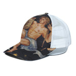 Watercolor Aquarius Zodiac Sign Print White Mesh Trucker Cap