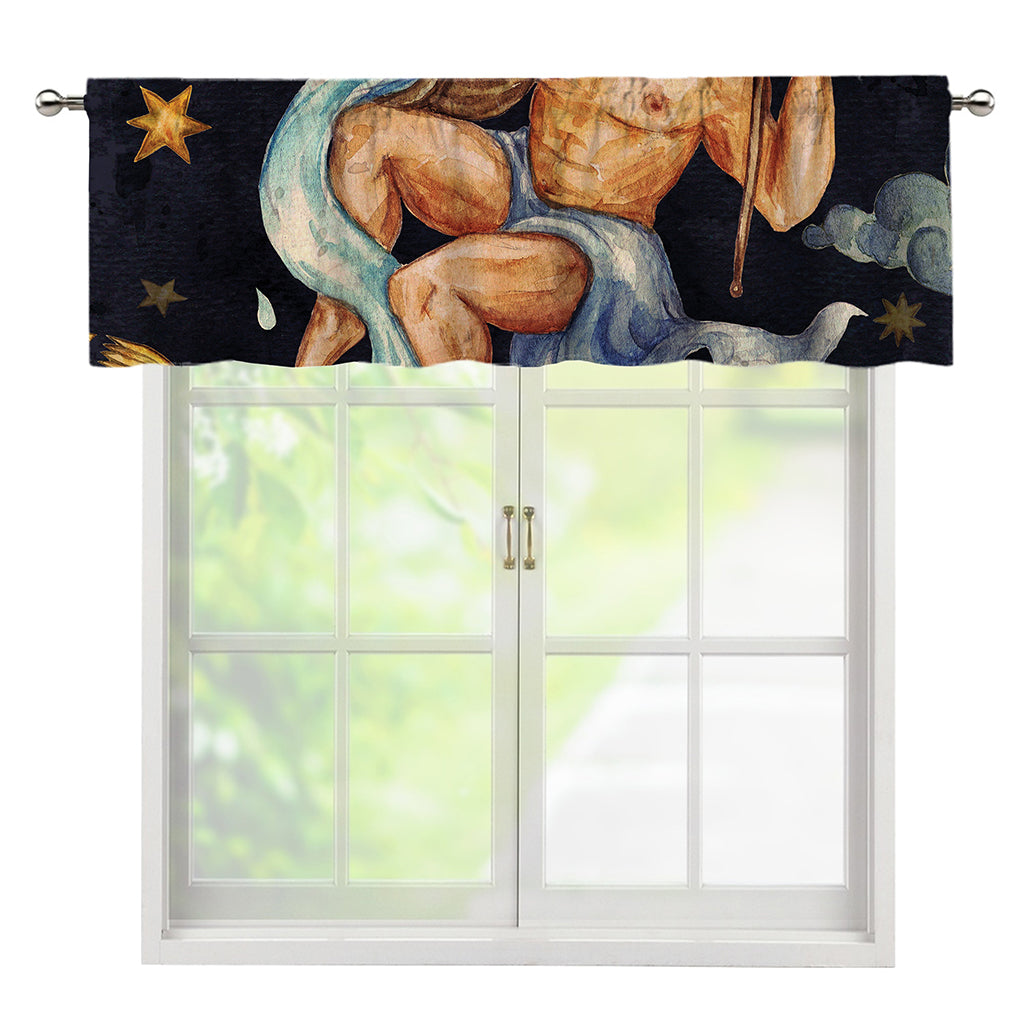 Watercolor Aquarius Zodiac Sign Print Window Valance