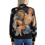 Watercolor Aquarius Zodiac Sign Print Women's Bomber Jacket