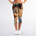 Watercolor Aquarius Zodiac Sign Print Women's Capri Leggings