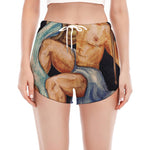 Watercolor Aquarius Zodiac Sign Print Women's Split Running Shorts