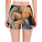 Watercolor Aquarius Zodiac Sign Print Women's Split Running Shorts