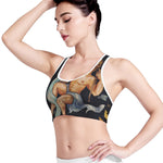 Watercolor Aquarius Zodiac Sign Print Women's Sports Bra