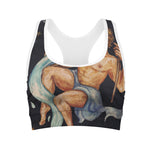 Watercolor Aquarius Zodiac Sign Print Women's Sports Bra