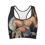 Watercolor Aquarius Zodiac Sign Print Women's Sports Bra
