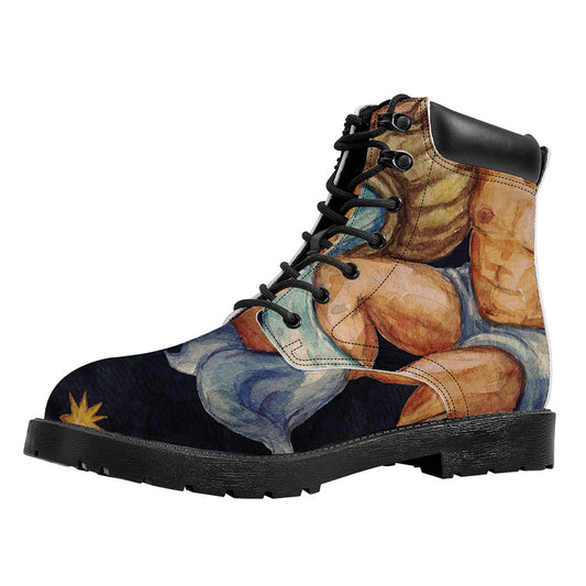 Watercolor Aquarius Zodiac Sign Print Work Boots