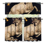 Watercolor Aries Zodiac Sign Print 3 Piece Kitchen Curtains