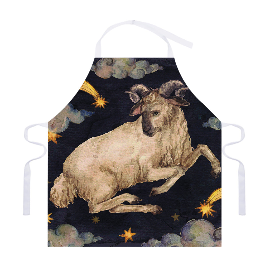 Watercolor Aries Zodiac Sign Print Adjustable Apron