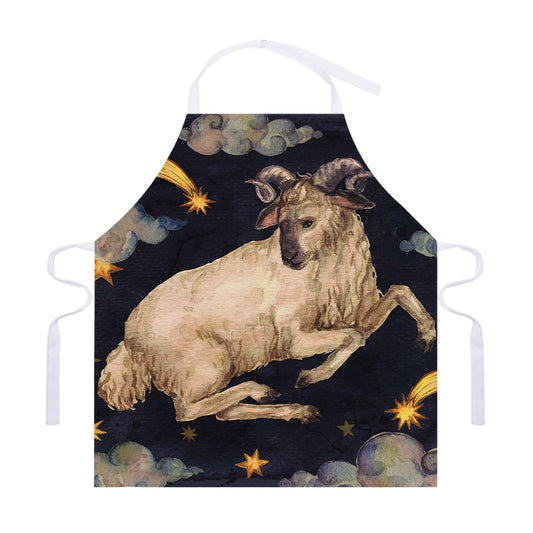 Watercolor Aries Zodiac Sign Print Adjustable Apron