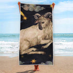 Watercolor Aries Zodiac Sign Print Beach Towel